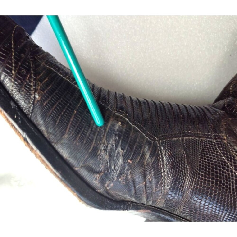 Justin Exotic Lizard Skin Western Cowboy Boots Brown Mens Size 9.5 D Pull On - Picture 7 of 15
